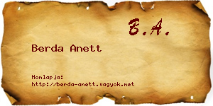 Berda Anett névjegykártya