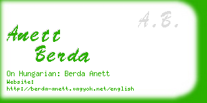 anett berda business card